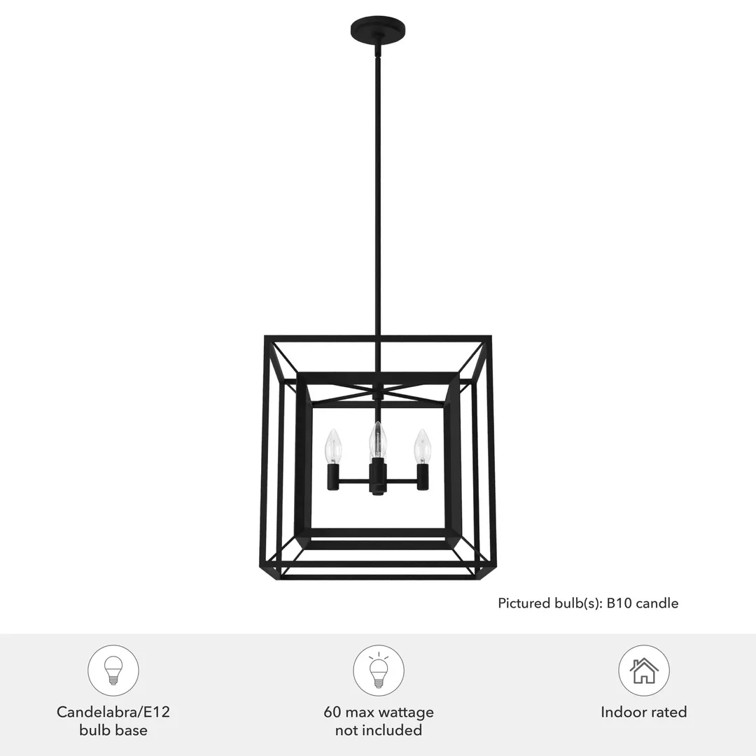 Hunter Doherty 4-Light Matte Black Modern/Contemporary Led Bare Bulb Chandelier, photo 5 of 9