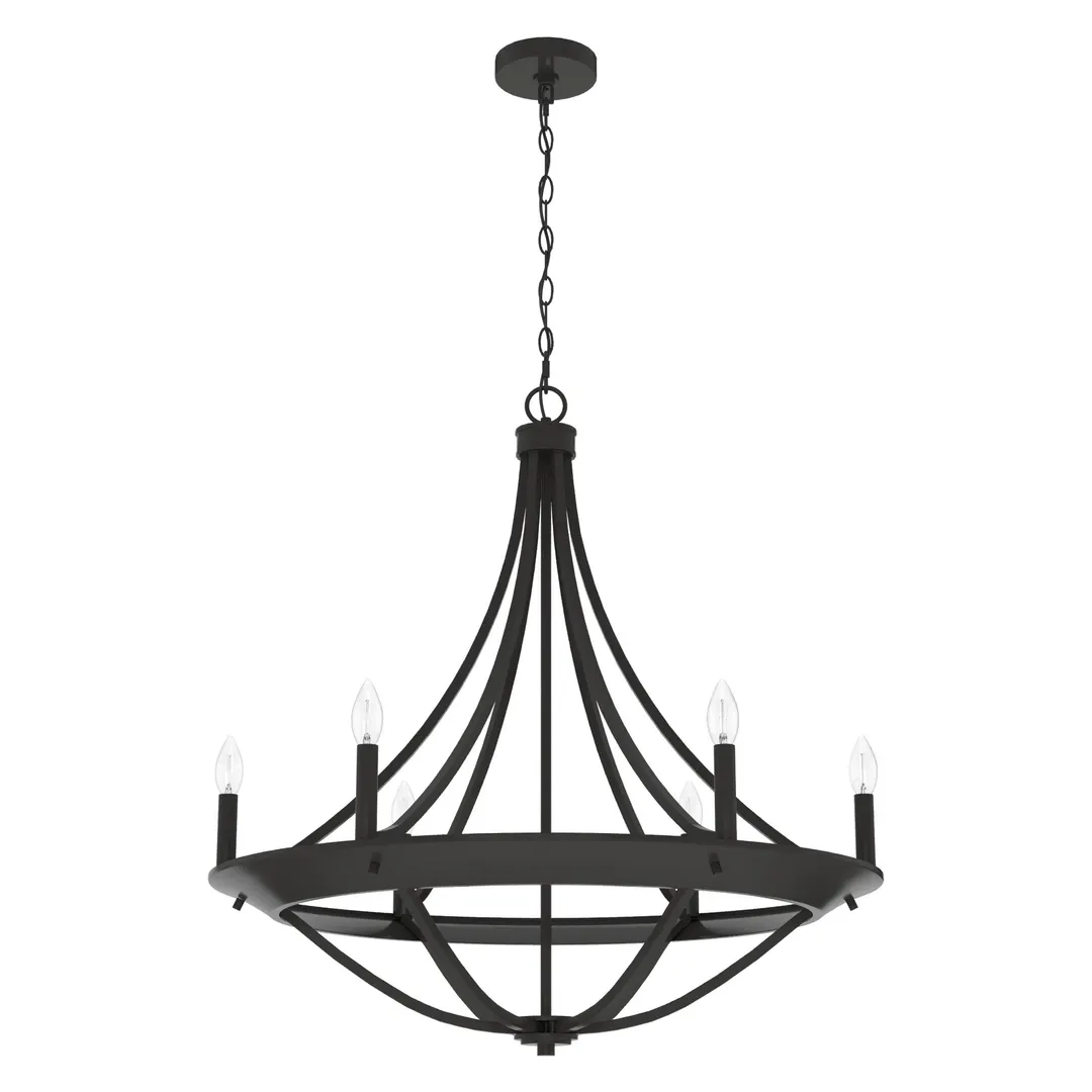 Hunter Perch Point 6-Light Satin Bronze Transitional Led Chandelier, photo 2 of 9