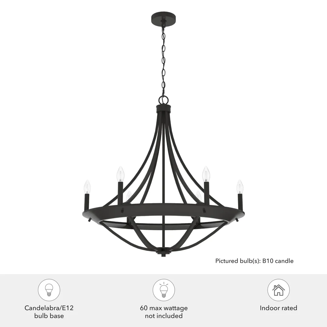 Hunter Perch Point 6-Light Satin Bronze Transitional Led Chandelier, photo 5 of 9