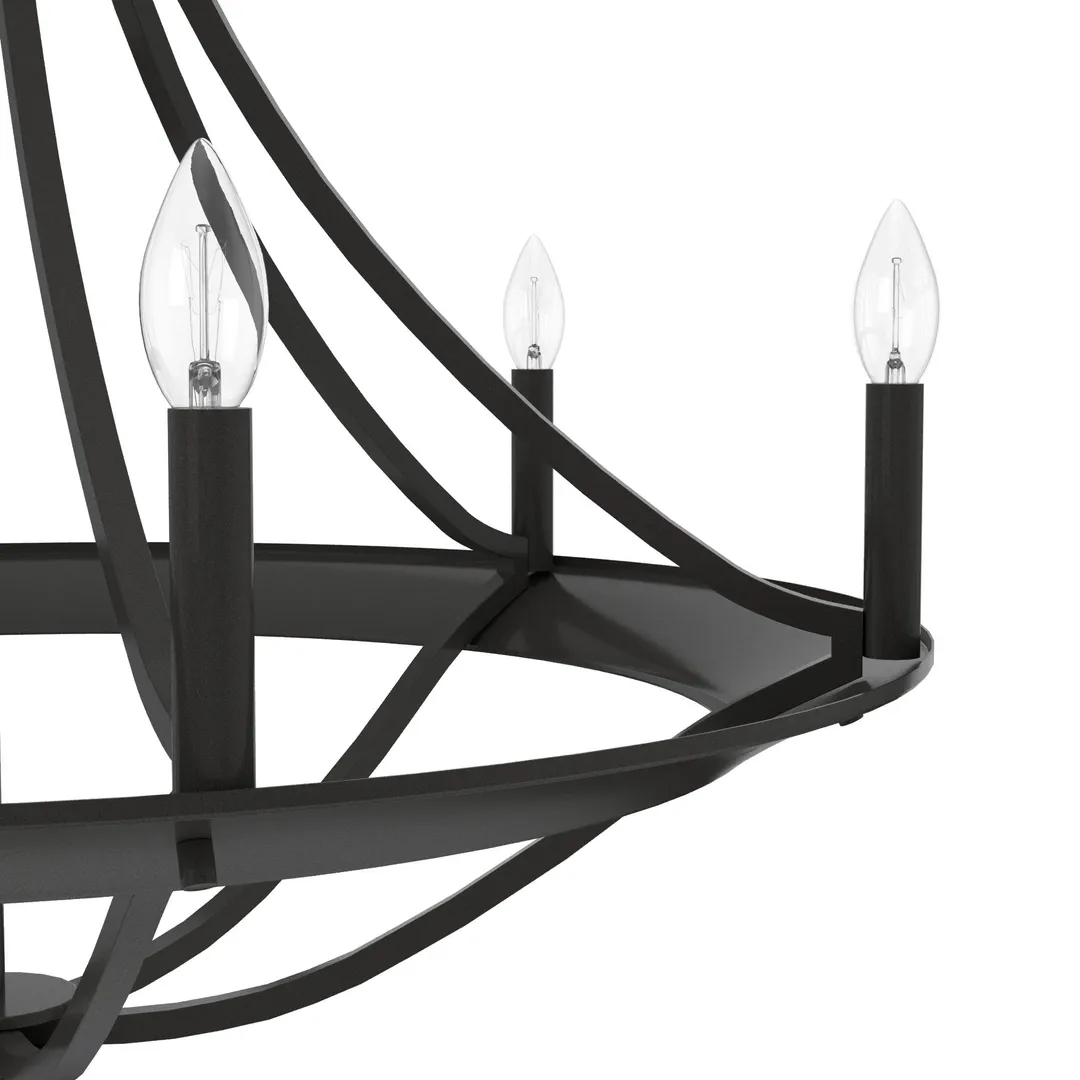 Hunter Perch Point 6-Light Satin Bronze Transitional Led Chandelier, photo 7 of 9
