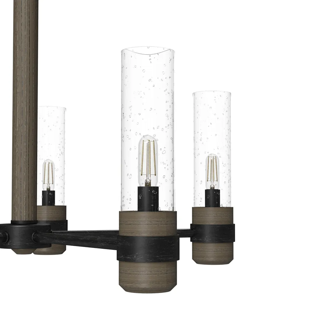 Hunter River Mill 5-Light Matte Black Rustic Led Bare Bulb Chandelier, photo 7 of 8