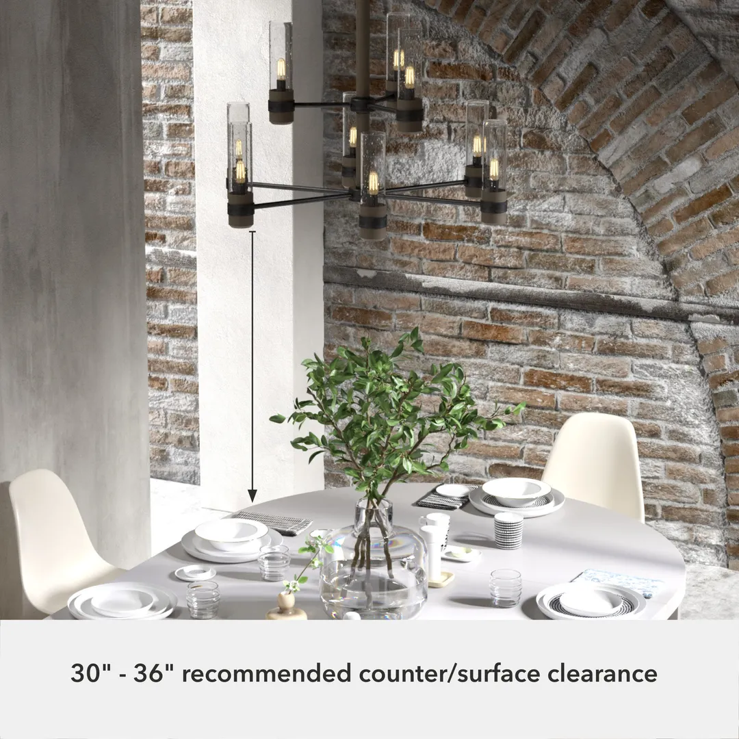 Hunter River Mill 9-Light Matte Black Rustic Led Bare Bulb Chandelier, photo 6 of 9