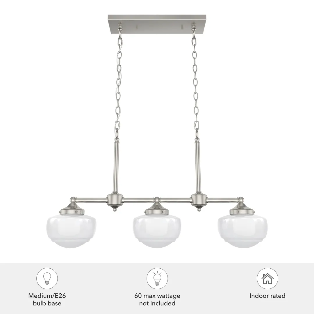 Hunter Saddle Creek 3-Light Brushed Nickel Transitional Led Chandelier, photo 5 of 11