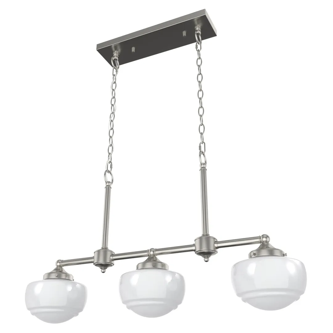 Hunter Saddle Creek 3-Light Brushed Nickel Transitional Led Chandelier, photo 9 of 11