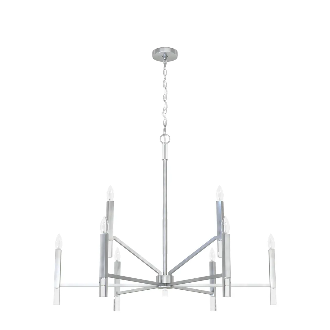 Hunter Sunjai 9-Light Brushed Nickel Modern/Contemporary Led Bare Bulb Chandelier, photo 2 of 10