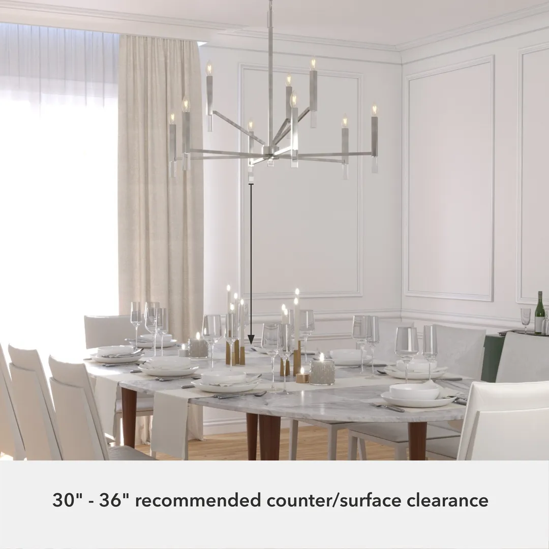 Hunter Sunjai 9-Light Brushed Nickel Modern/Contemporary Led Bare Bulb Chandelier, photo 6 of 10
