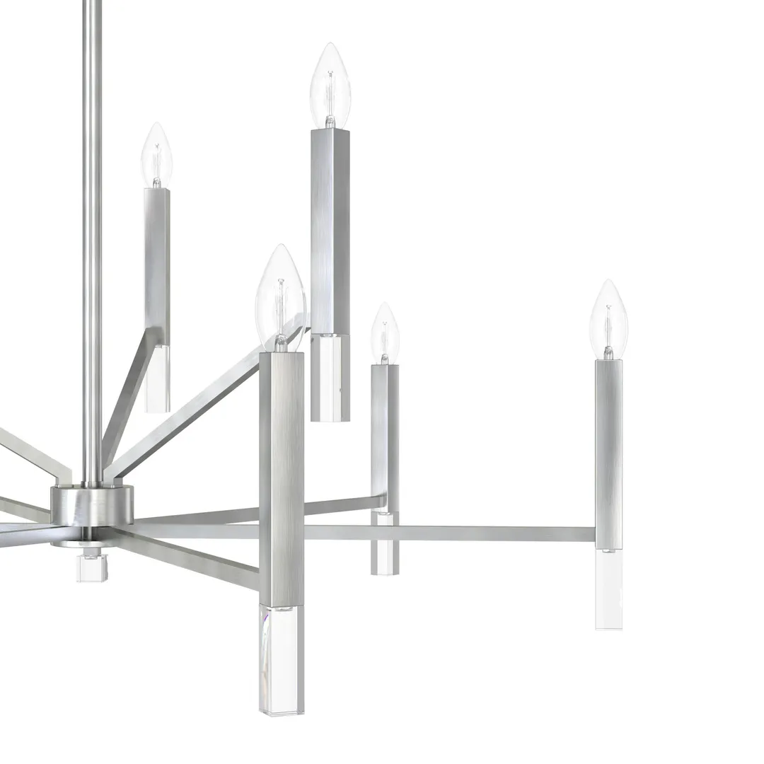 Hunter Sunjai 9-Light Brushed Nickel Modern/Contemporary Led Bare Bulb Chandelier, photo 7 of 10
