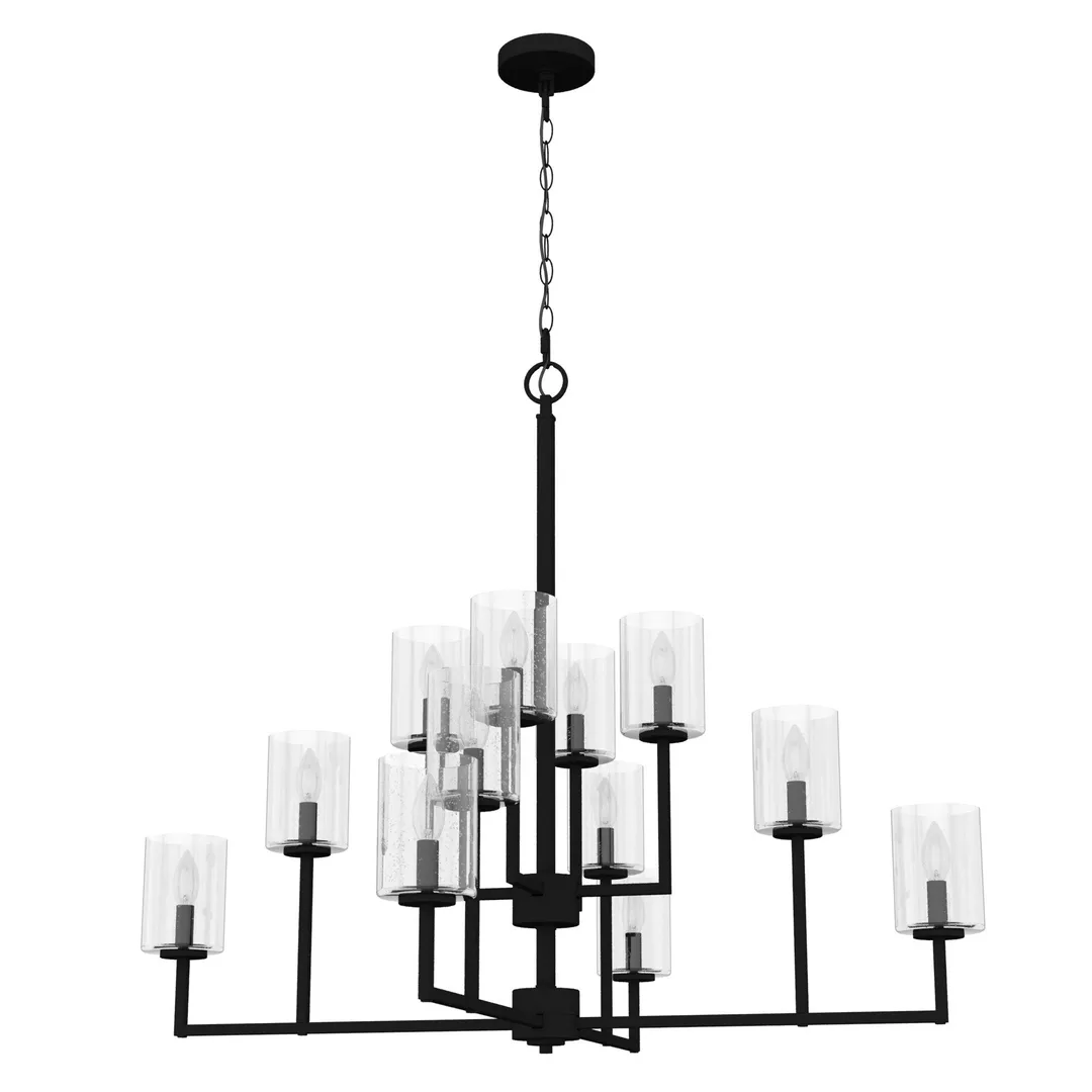 Hunter Kerrison 12-Light Satin Black Transitional Led Chandelier, photo 2 of 9