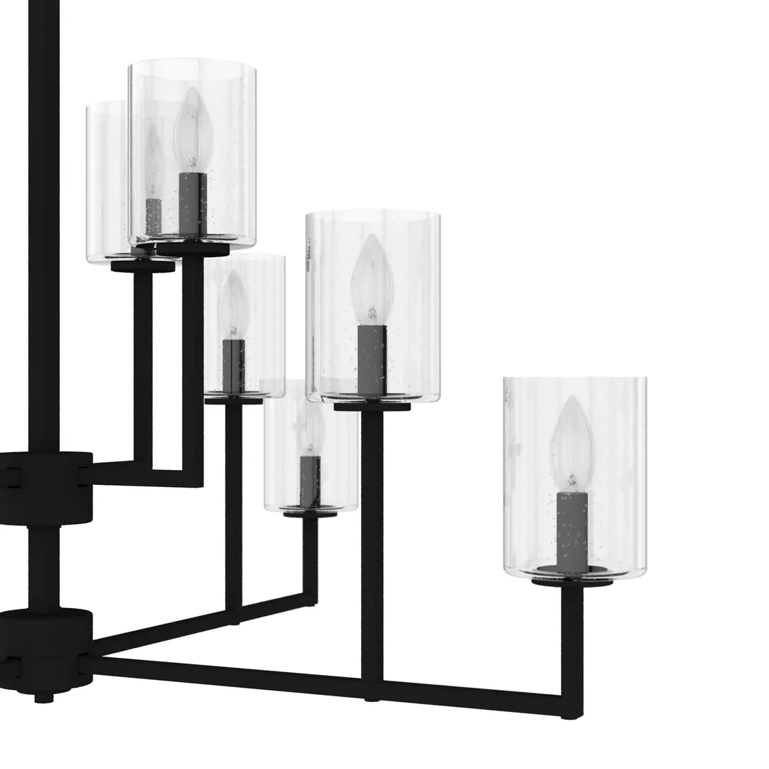 Hunter Kerrison 12-Light Satin Black Transitional Led Chandelier, photo 7 of 9