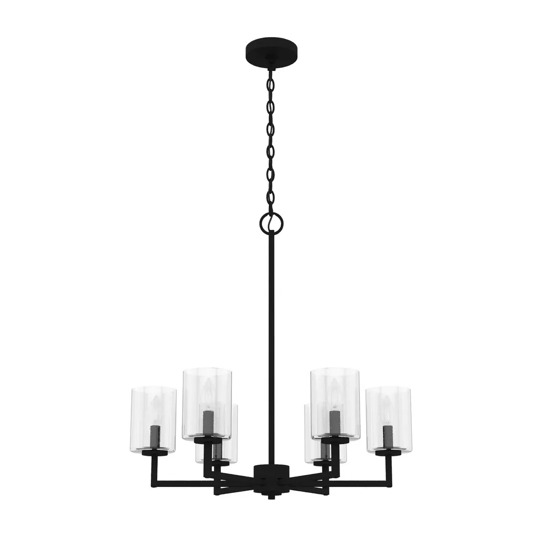 Hunter Kerrison 6-Light Satin Black Transitional Led Chandelier, photo 2 of 9