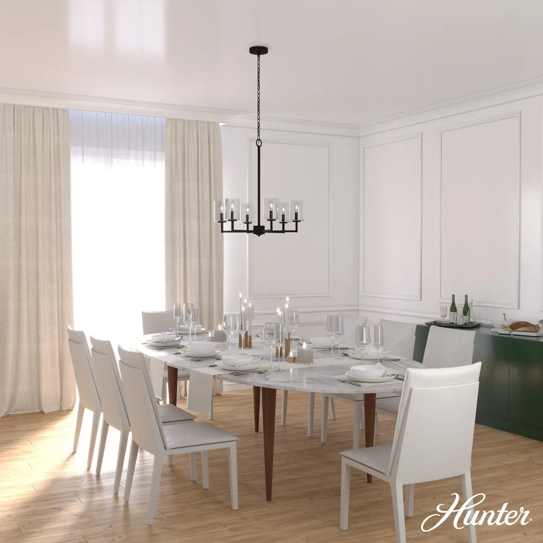 Hunter Kerrison 6-Light Satin Black Transitional Led Chandelier, photo 3 of 9