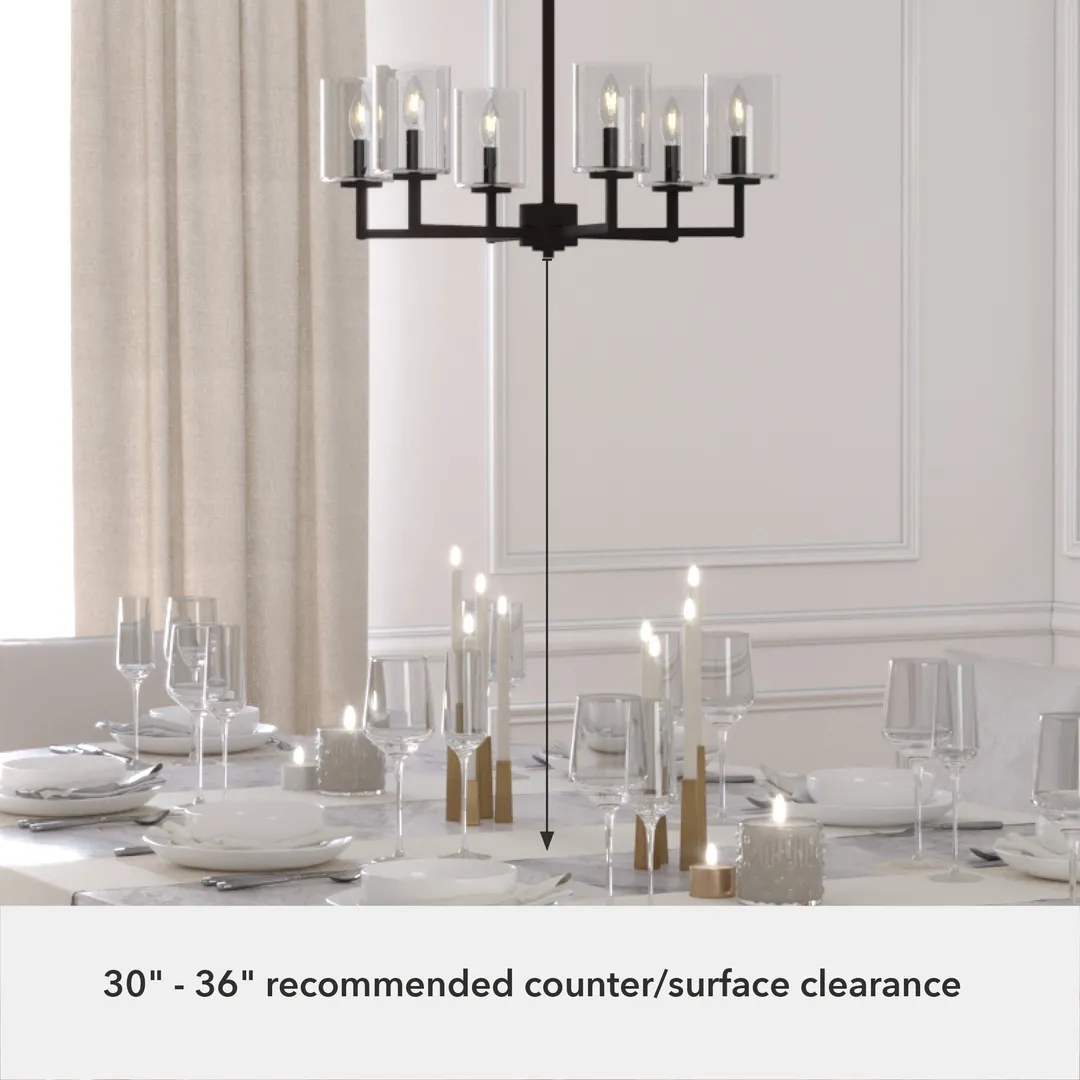 Hunter Kerrison 6-Light Satin Black Transitional Led Chandelier, photo 6 of 9