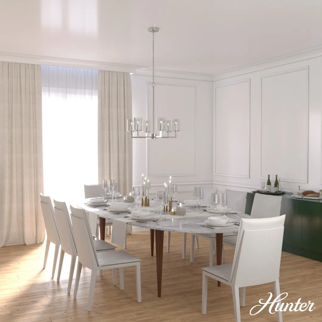 Hunter Kerrison 6-Light Brushed Nickel Transitional Led Chandelier, photo 3 of 9