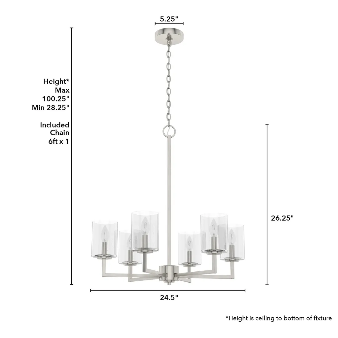 Hunter Kerrison 6-Light Brushed Nickel Transitional Led Chandelier, photo 4 of 9