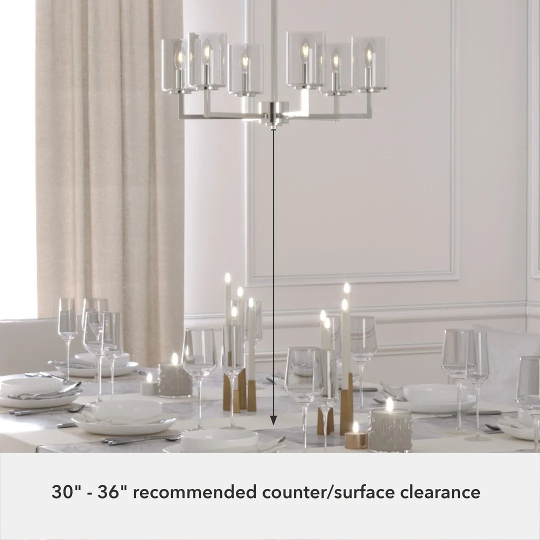 Hunter Kerrison 6-Light Brushed Nickel Transitional Led Chandelier, photo 6 of 9