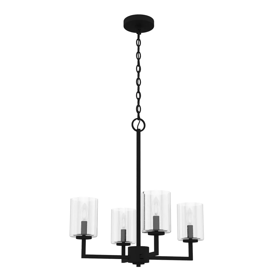 Hunter Kerrison 4-Light Satin Black Transitional Led Chandelier, photo 2 of 9