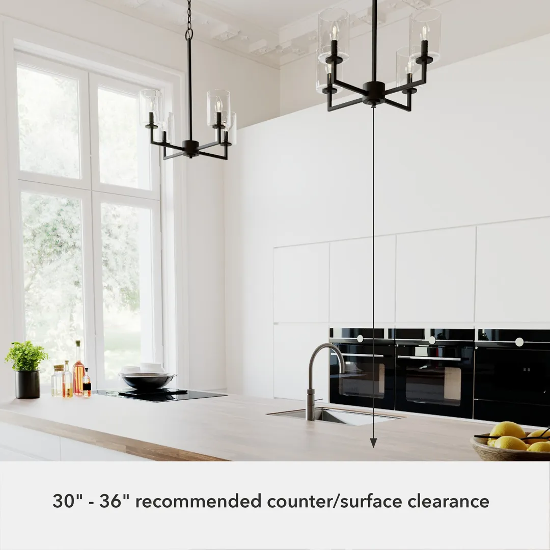 Hunter Kerrison 4-Light Satin Black Transitional Led Chandelier, photo 6 of 9