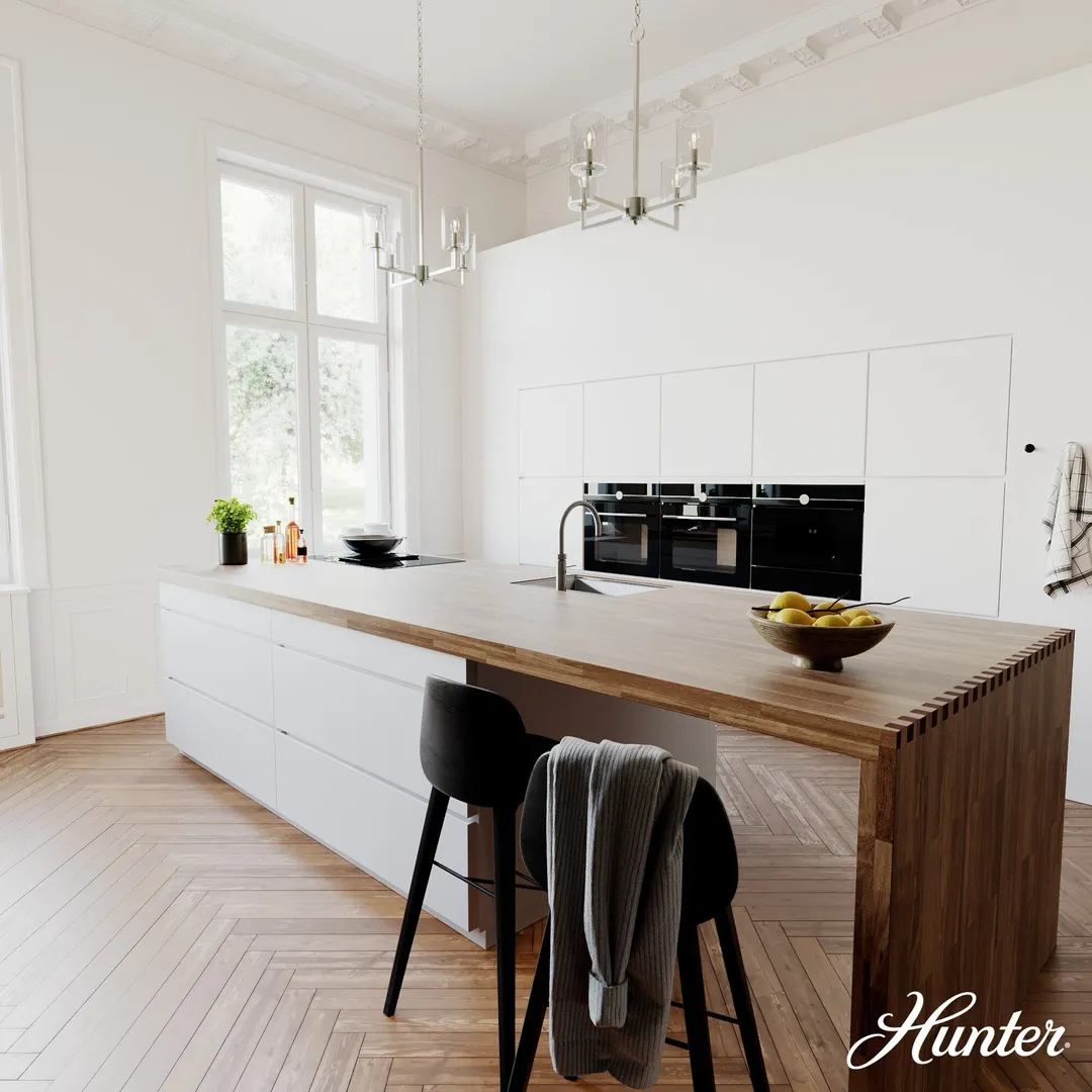 Hunter Kerrison 4-Light Brushed Nickel Transitional Led Chandelier, photo 3 of 9
