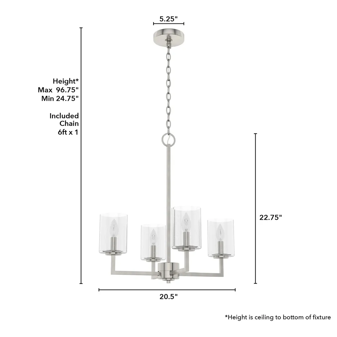 Hunter Kerrison 4-Light Brushed Nickel Transitional Led Chandelier, photo 4 of 9