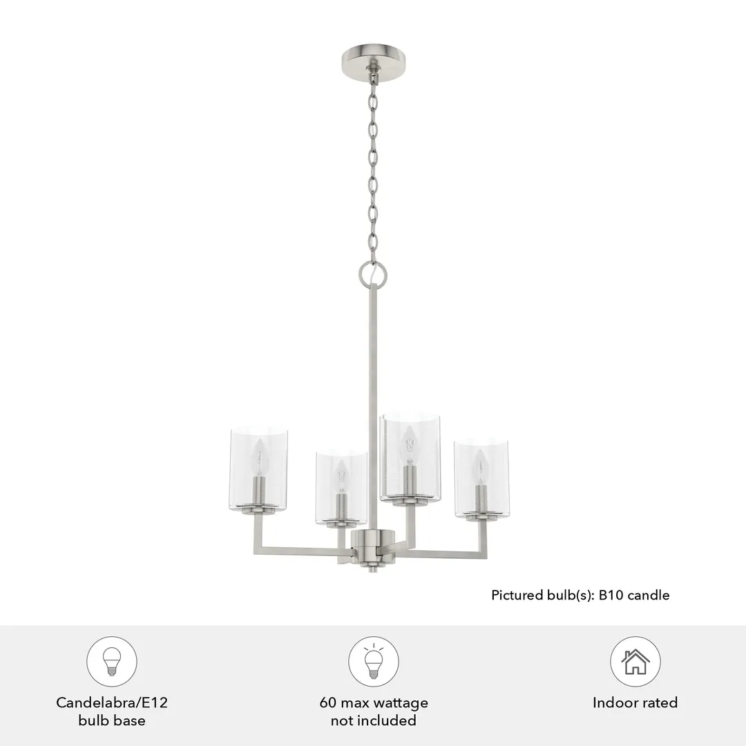 Hunter Kerrison 4-Light Brushed Nickel Transitional Led Chandelier, photo 5 of 9