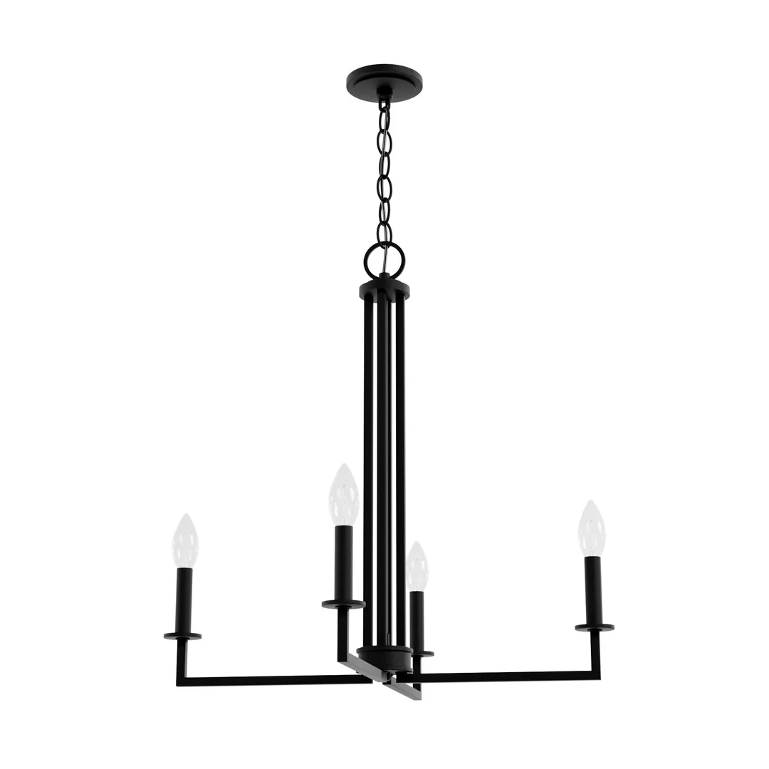 Hunter Bearden 4-Light Satin Black Transitional Led Bare Bulb Chandelier, photo 2 of 9