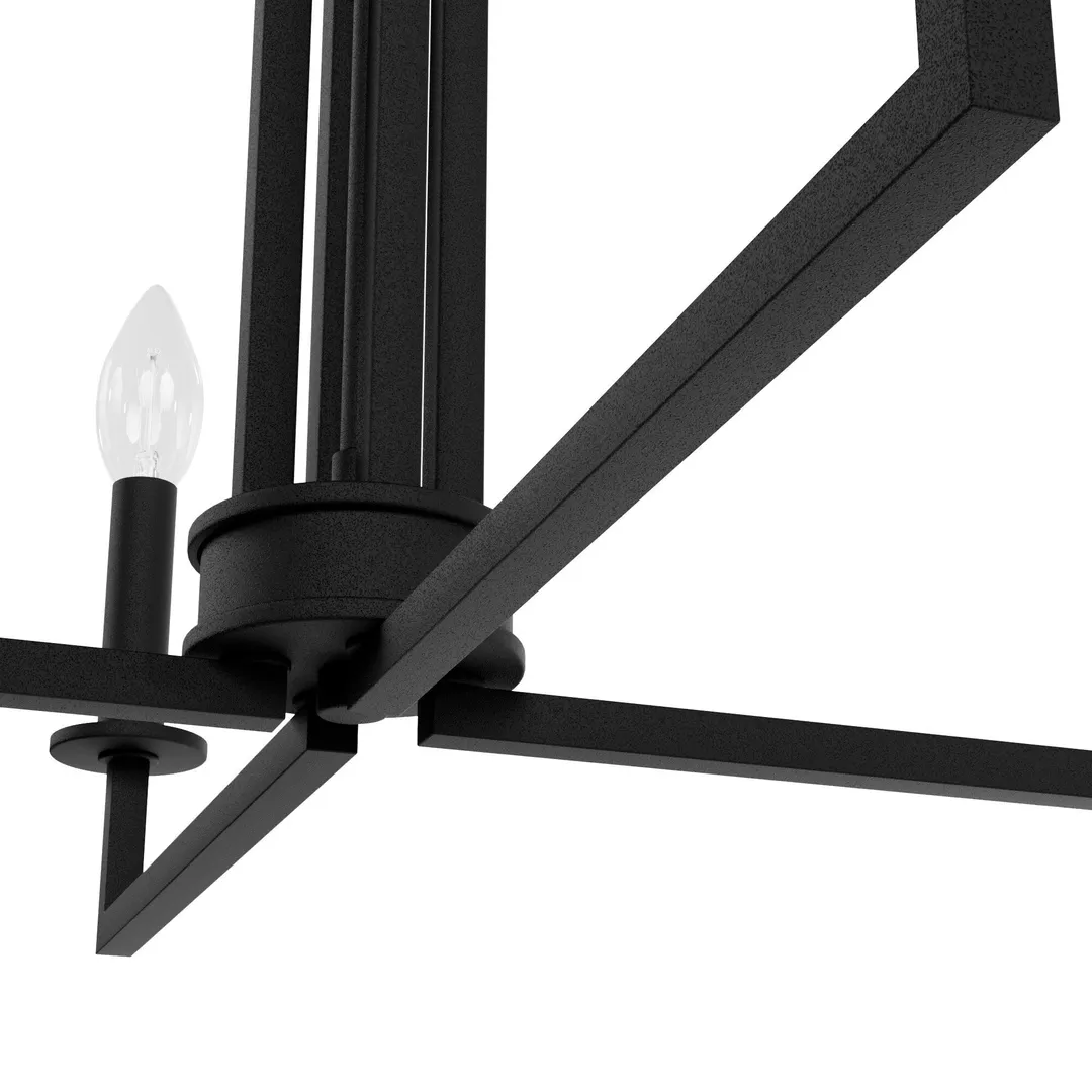 Hunter Bearden 4-Light Satin Black Transitional Led Bare Bulb Chandelier, photo 7 of 9