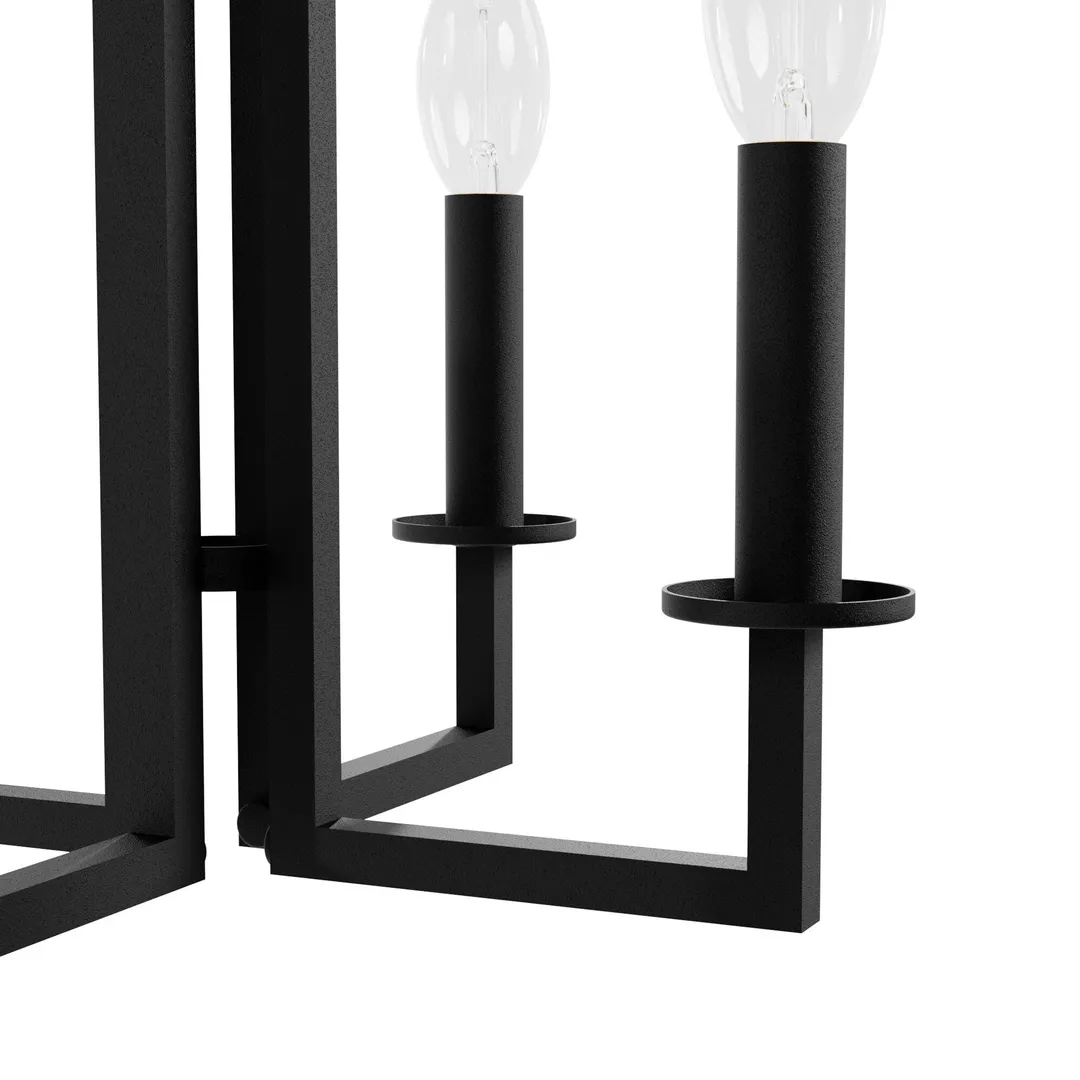 Hunter Bearden 4-Light Satin Black Transitional Led Bare Bulb Chandelier, photo 5 of 6