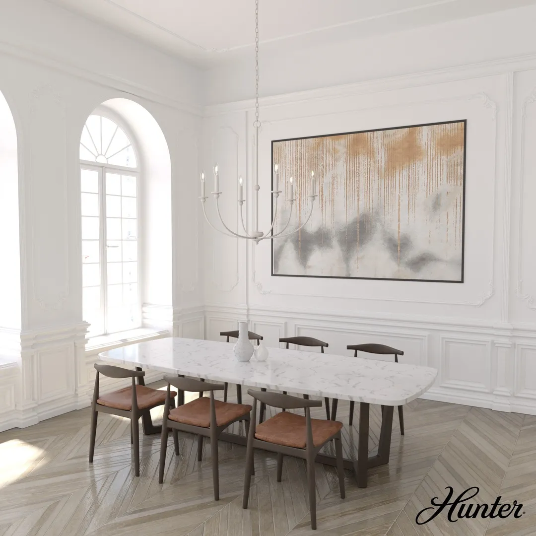 Hunter Southcrest 6-Light Distressed White Transitional Led Chandelier, photo 3 of 9