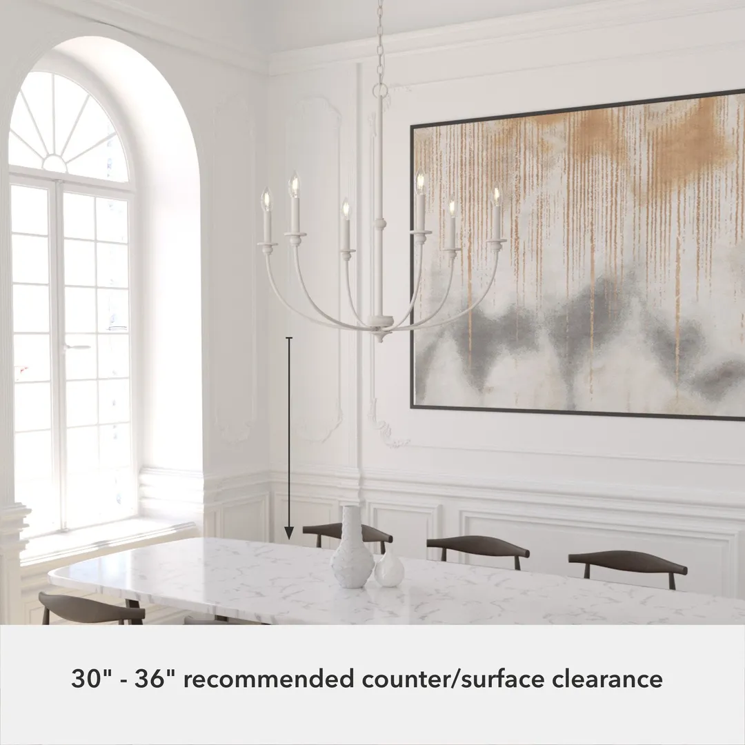 Hunter Southcrest 6-Light Distressed White Transitional Led Chandelier, photo 6 of 9