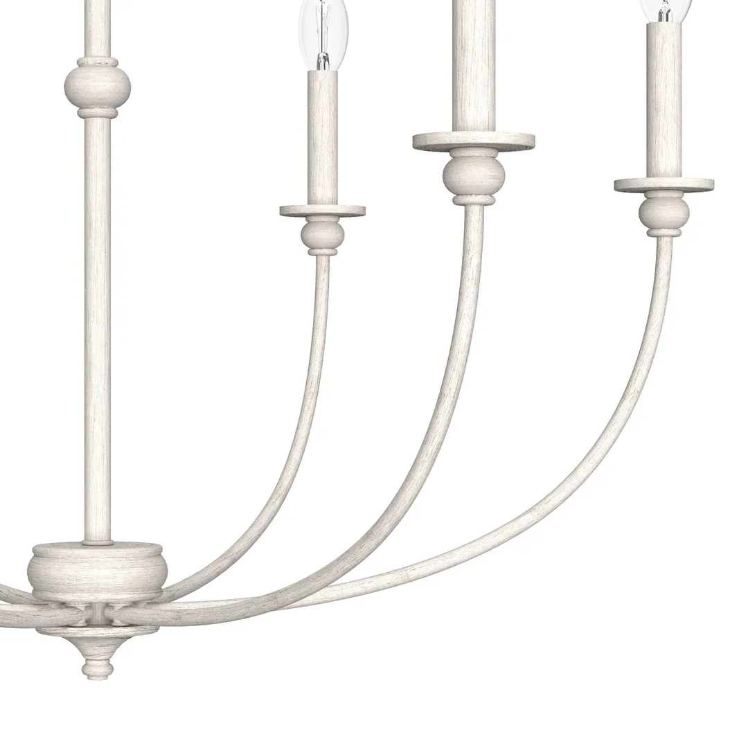 Hunter Southcrest 6-Light Distressed White Transitional Led Chandelier, photo 7 of 9