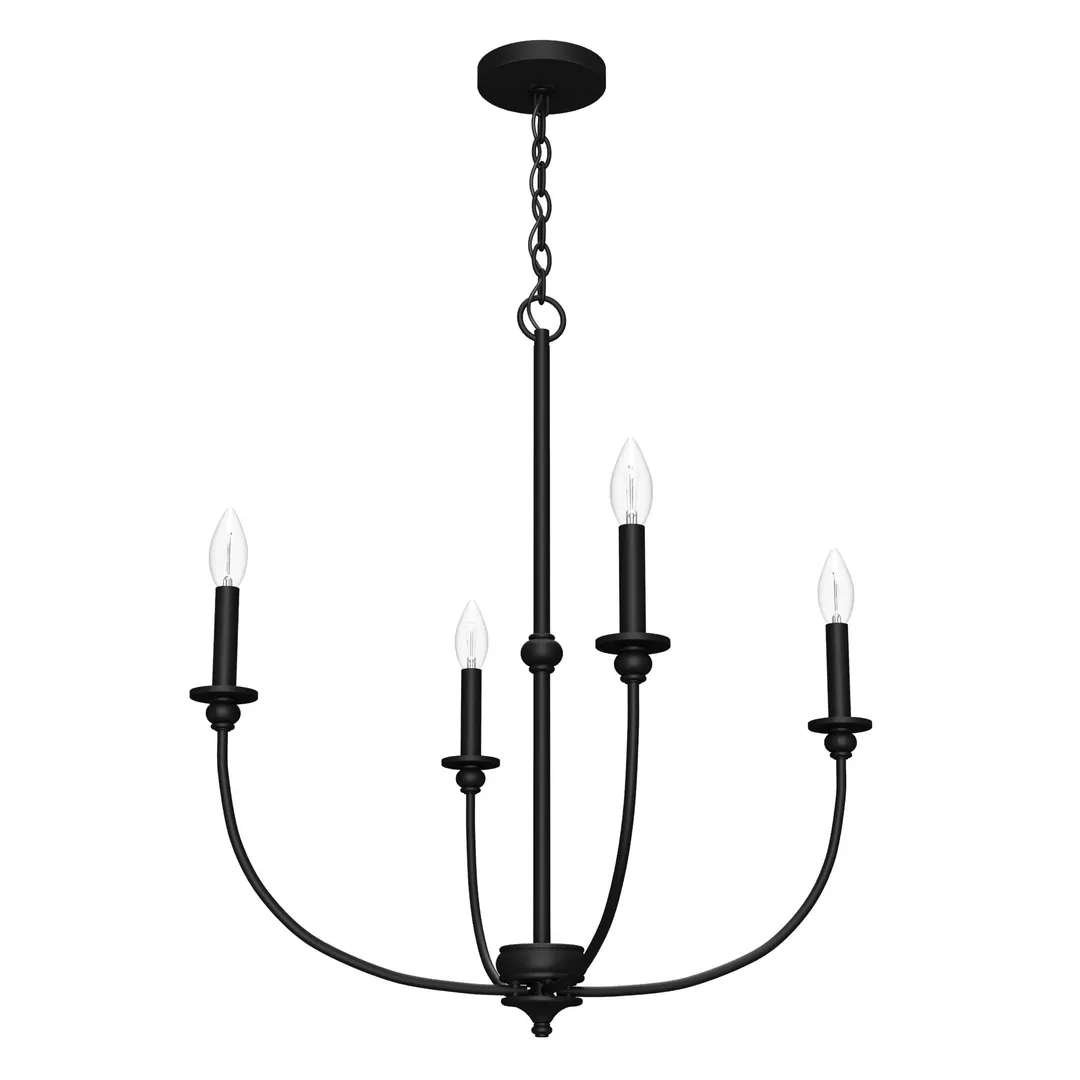 Hunter Southcrest 4-Light Matte Black Transitional Led Chandelier, photo 2 of 9