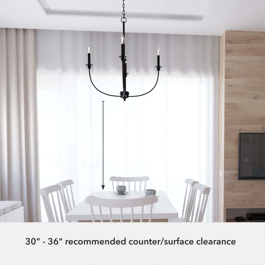 Hunter Southcrest 4-Light Matte Black Transitional Led Chandelier, photo 6 of 9
