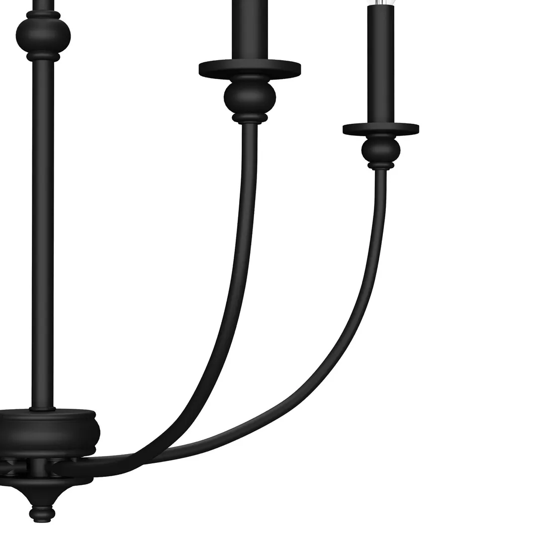 Hunter Southcrest 4-Light Matte Black Transitional Led Chandelier, photo 7 of 9