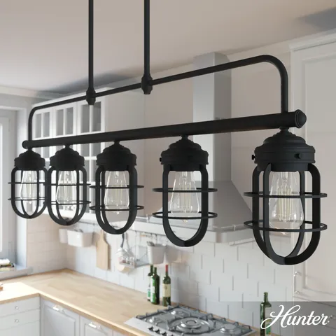 Starklake 5-Light Matte Black Industrial Chandelier