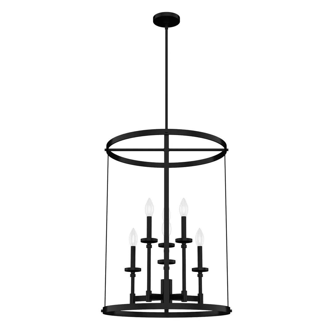 Hunter Briargrove 6-Light Matte Black Traditional Led Chandelier, photo 2 of 8