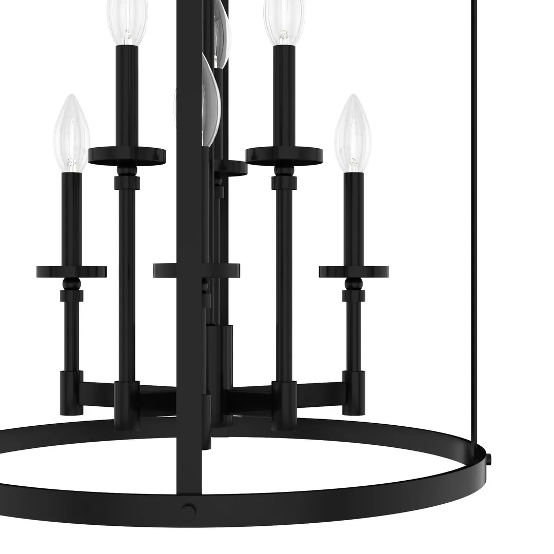 Hunter Briargrove 6-Light Matte Black Traditional Led Chandelier, photo 6 of 8