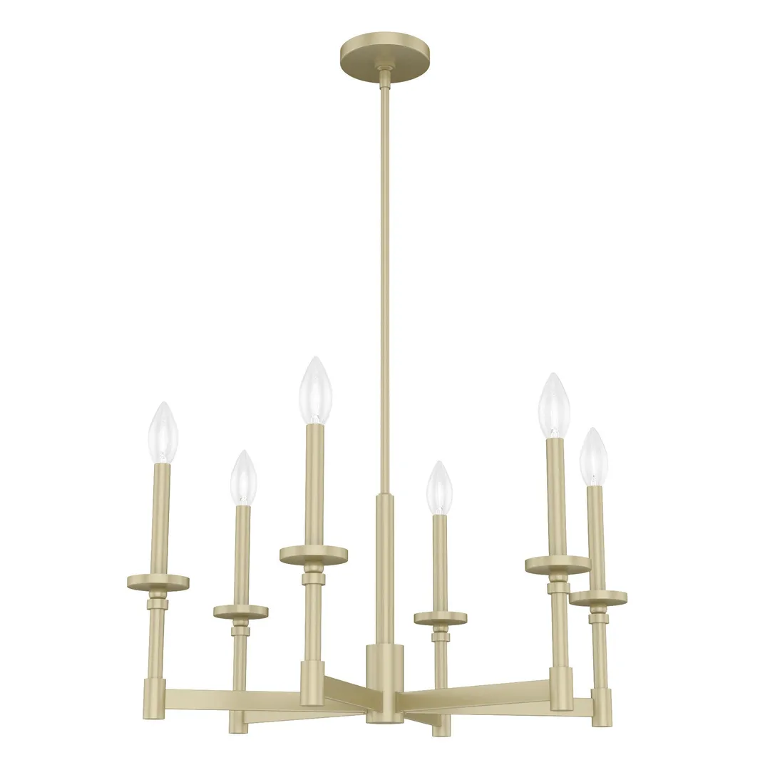 Hunter Briargrove 6-Light Satin Traditional Led Chandelier, photo 2 of 9