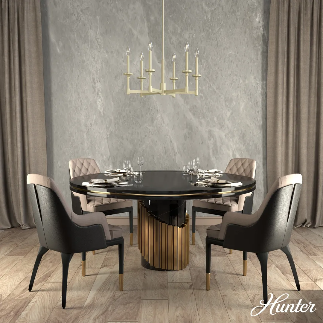 Hunter Briargrove 6-Light Satin Traditional Led Chandelier, photo 3 of 9