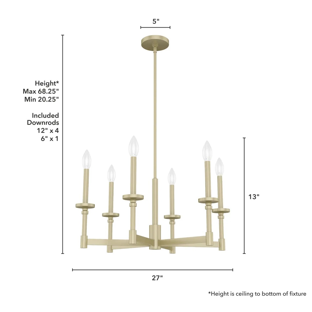 Hunter Briargrove 6-Light Satin Traditional Led Chandelier, photo 4 of 9