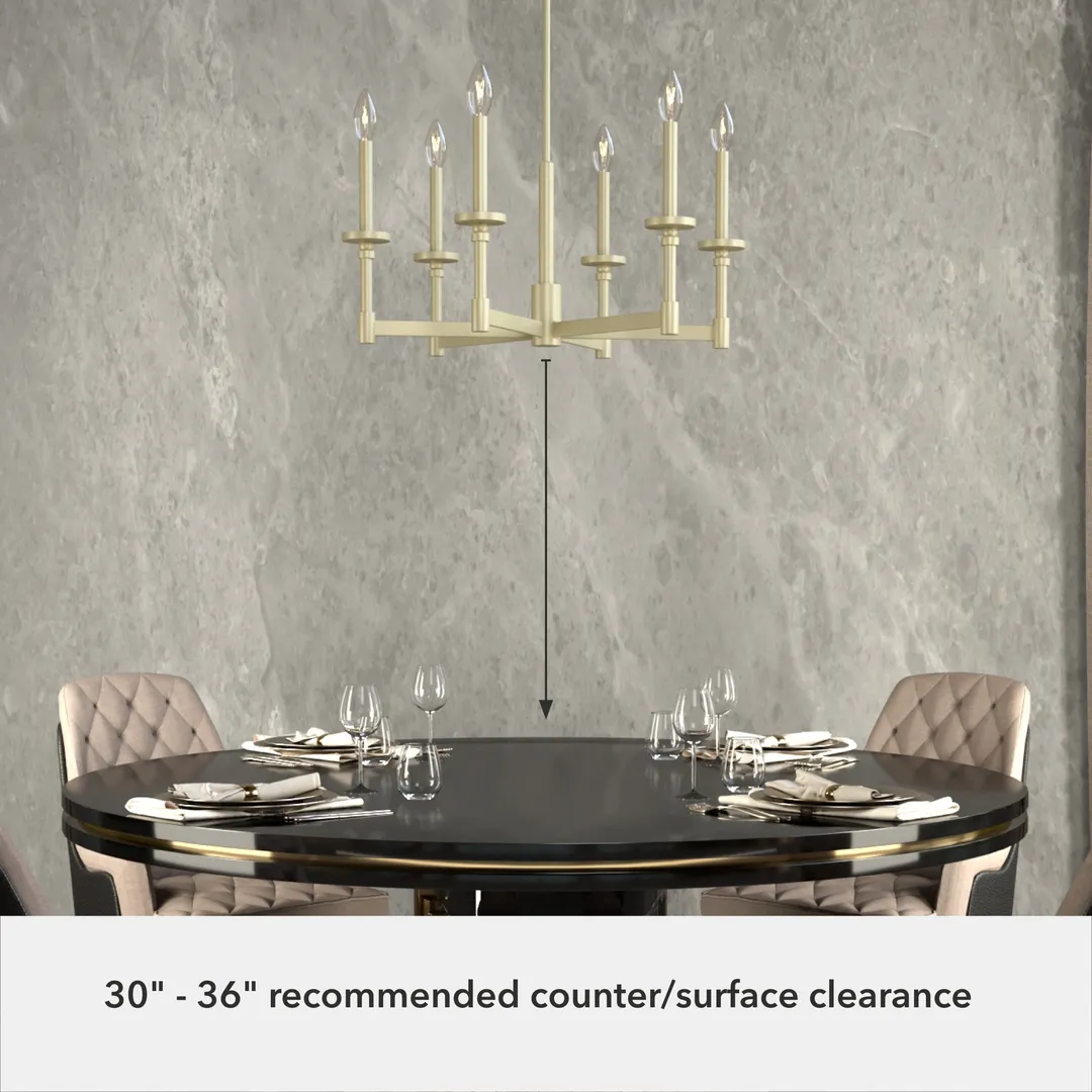 Hunter Briargrove 6-Light Satin Traditional Led Chandelier, photo 6 of 9