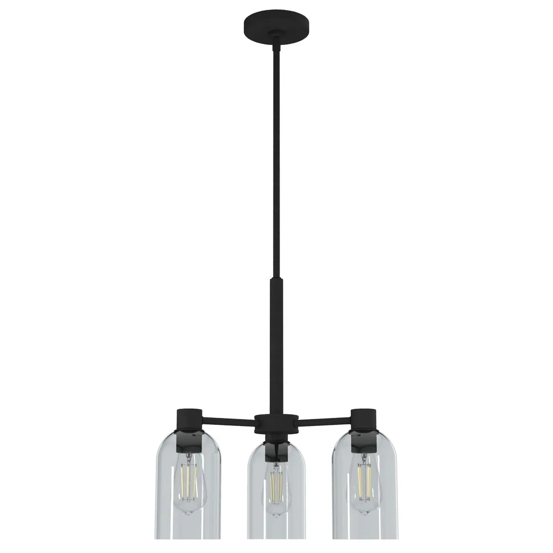 Hunter Lochemeade 3-Light Matte Black Modern/Contemporary Led Crystal Chandelier, photo 2 of 10