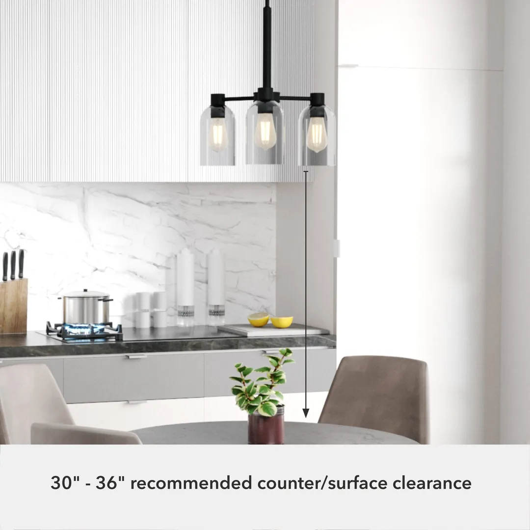 Hunter Lochemeade 3-Light Matte Black Modern/Contemporary Led Crystal Chandelier, photo 6 of 10