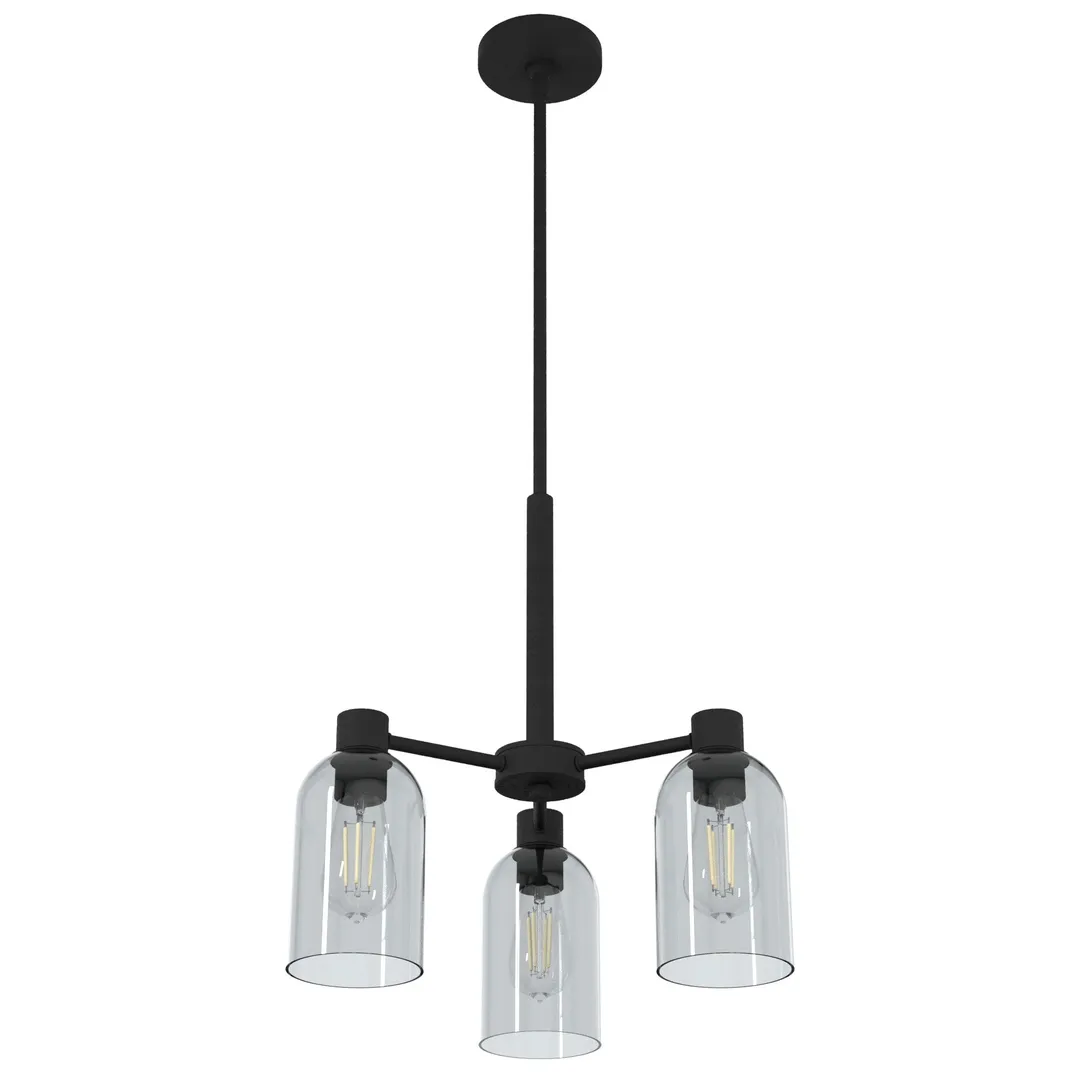 Hunter Lochemeade 3-Light Matte Black Modern/Contemporary Led Crystal Chandelier, photo 8 of 10