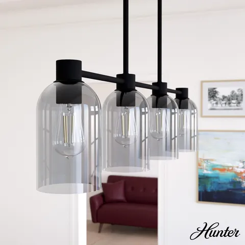 Lochemeade 4-Light Matte Black LED Crystal Chandelier