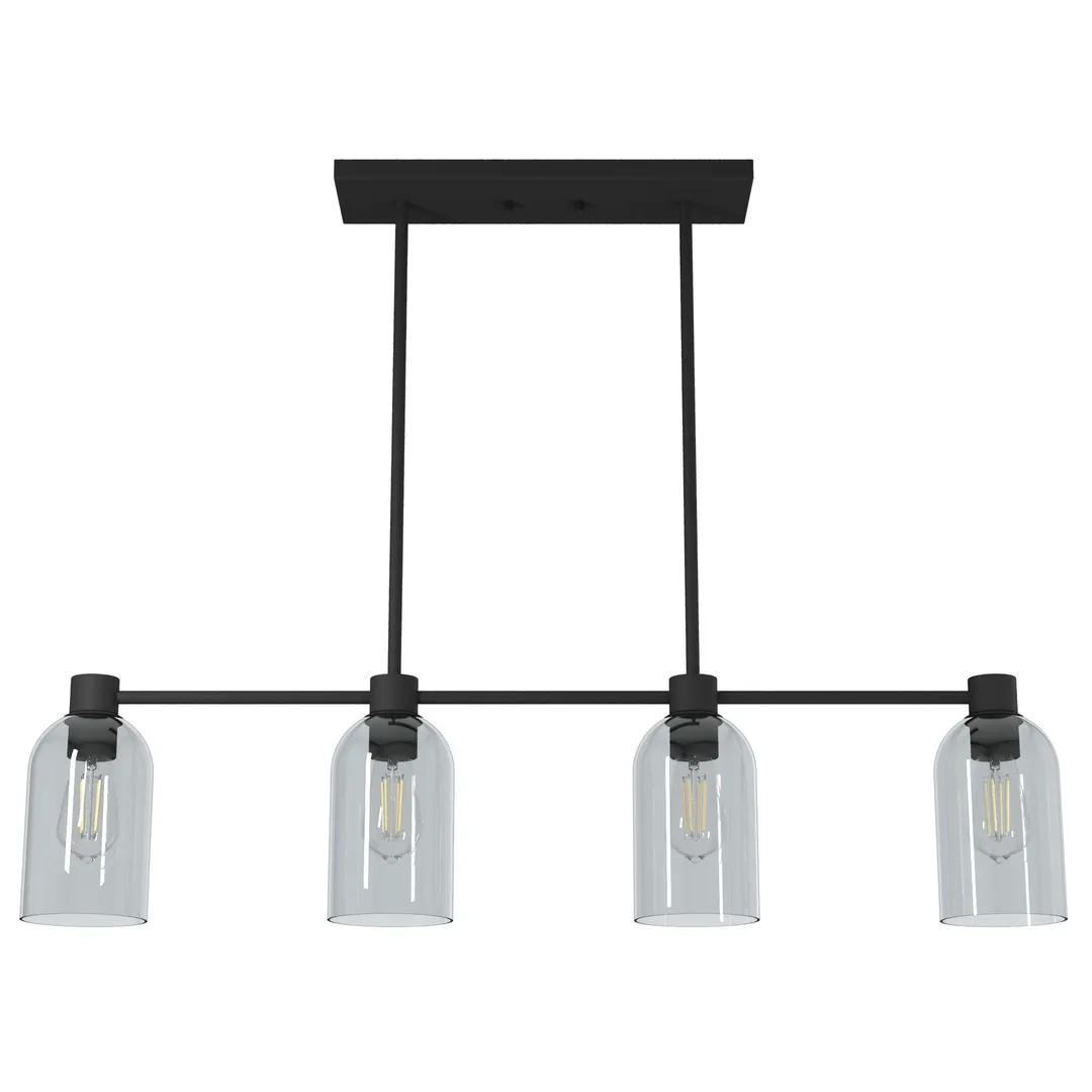 Hunter Lochemeade 4-Light Matte Black Modern/Contemporary Led Crystal Chandelier, photo 2 of 12