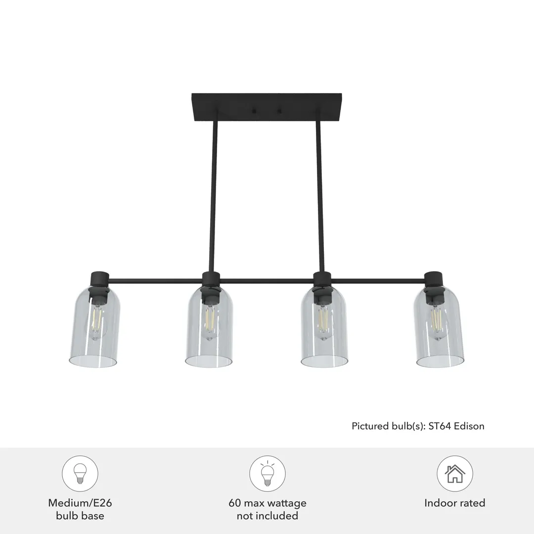 Hunter Lochemeade 4-Light Matte Black Modern/Contemporary Led Crystal Chandelier, photo 5 of 12