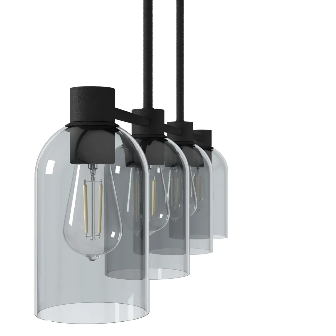 Hunter Lochemeade 4-Light Matte Black Modern/Contemporary Led Crystal Chandelier, photo 8 of 12