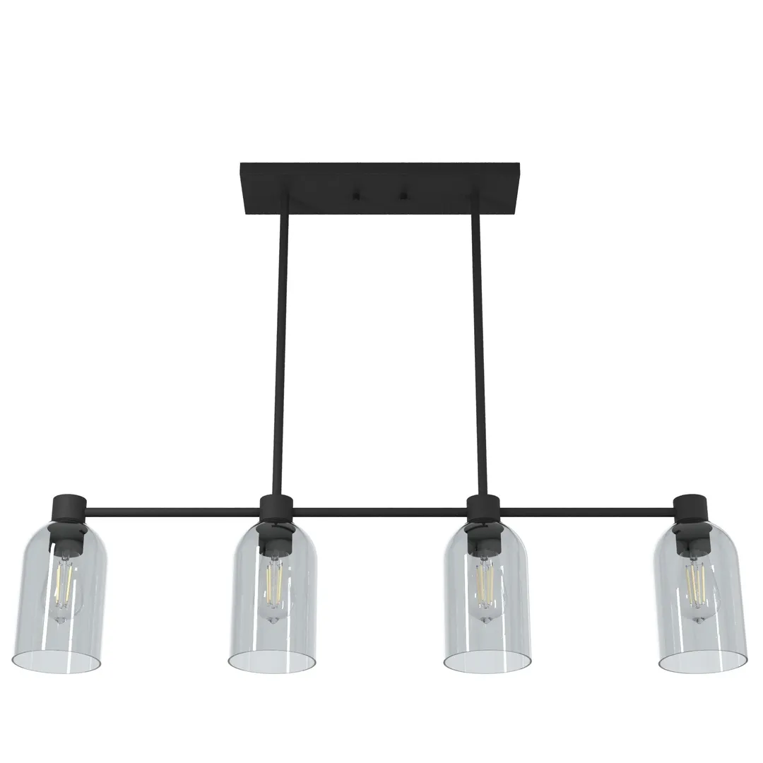 Hunter Lochemeade 4-Light Matte Black Modern/Contemporary Led Crystal Chandelier, photo 9 of 12
