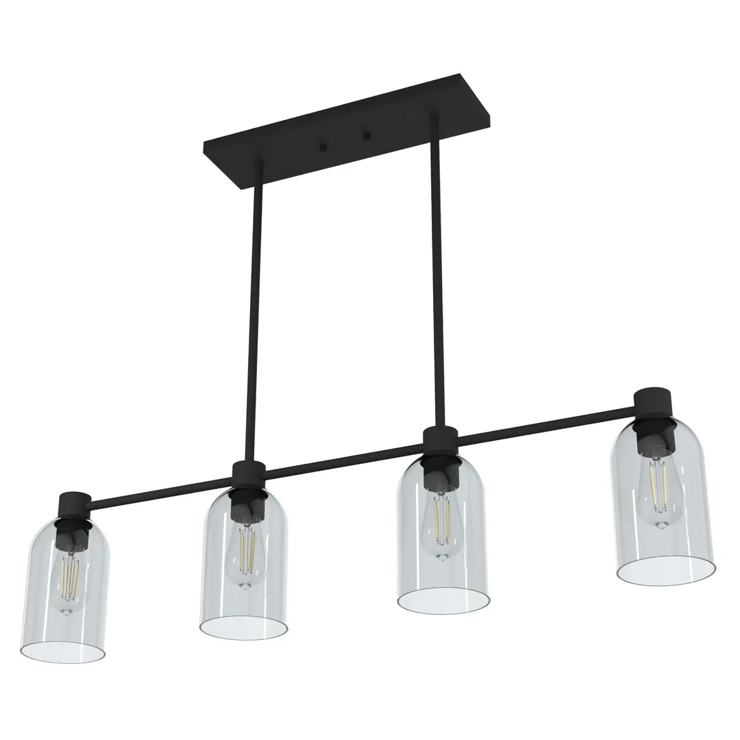 Hunter Lochemeade 4-Light Matte Black Modern/Contemporary Led Crystal Chandelier, photo 10 of 12