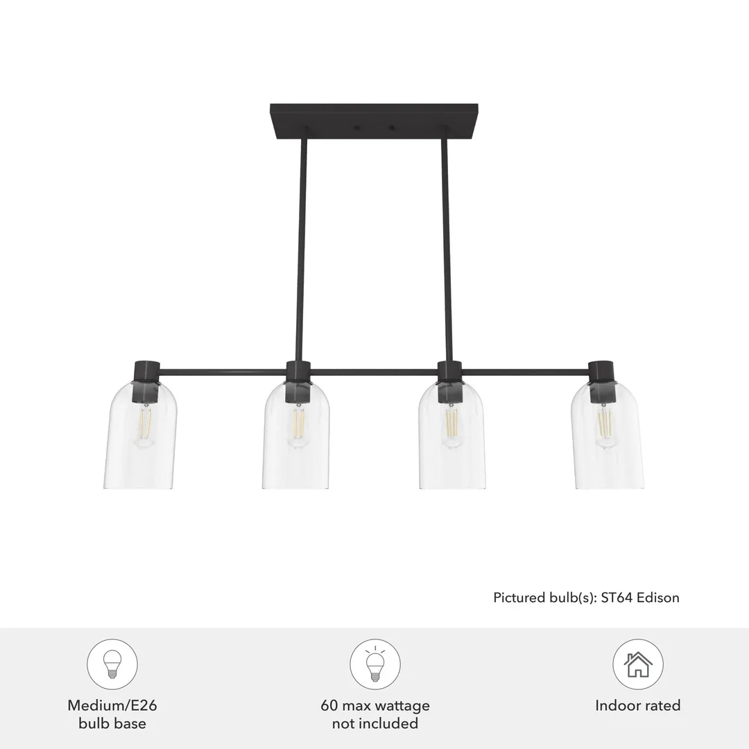 Hunter Lochemeade 4-Light Matte Bronze Modern/Contemporary Led Crystal Chandelier, photo 5 of 11